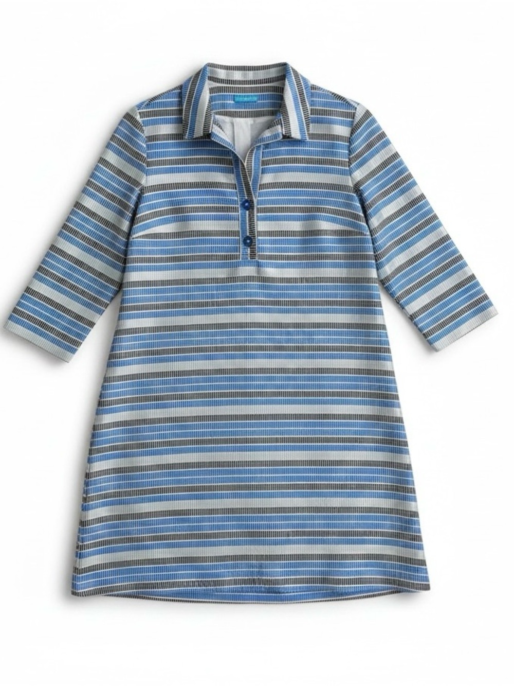 J. McLaughlin Collared Blue Striped Metal Button Dress Size S - Picture 2 of 11